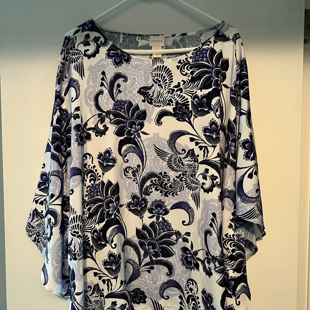 Chico’s silky poncho blouse